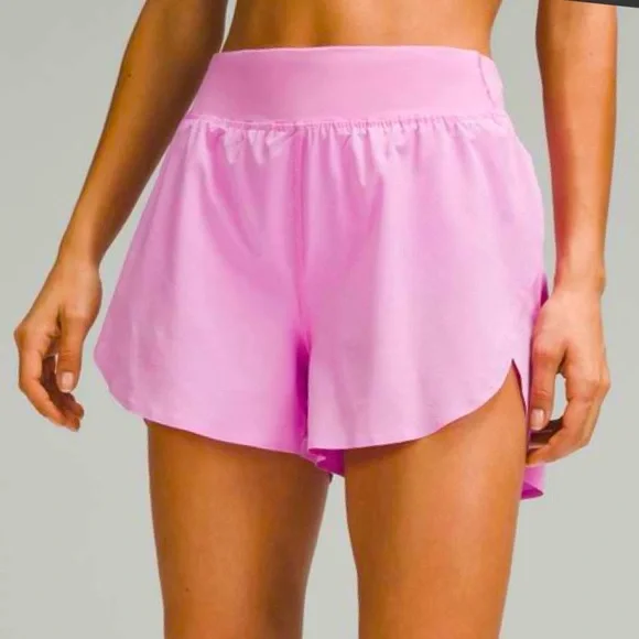 Lululemon Fast & Free High Rise Classic Shorts Dahlia Mauve Reflective 14 NWT - Picture 1 of 8